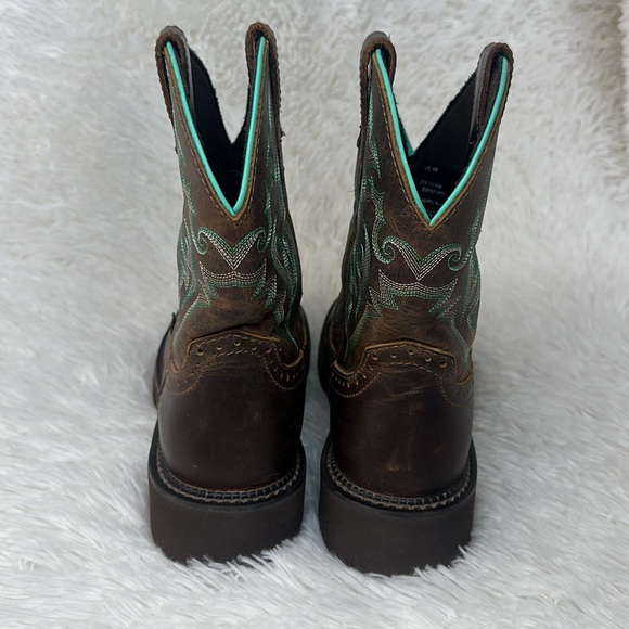 ❌SOLD❌Justin Gypsy Gemma 8" Western Boots Brown Green Festival Boho Rodeo Cowb… - Picture 5 of 11